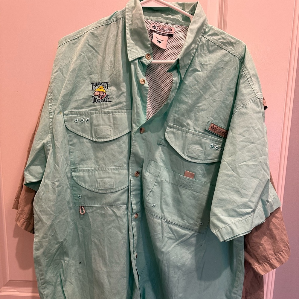 Lot of 2 Columbia Men's Performance Fishing Jacket Short Sleeve L XL Salty Dog